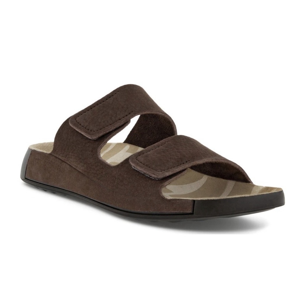 Ecco Men's 2nd Cozmo Sandals Nubuck Leather Mocha Sz 10-10.5 New
